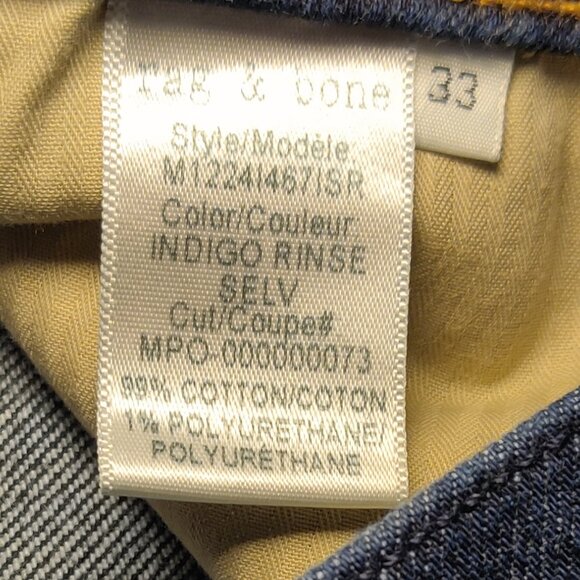 Rag & bone Fit 1 Extra Slim Indigo Rinse Selvedge Men's SIZE 33 - Picture 3 of 7